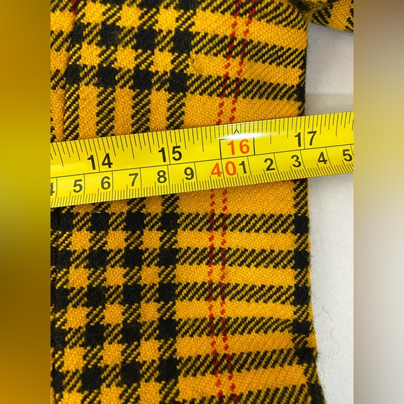 VTG 80s Bill Blass Plaid Wool Blazer Yellow & Black Embroidered Pom Poms Sz 8 - Picture 10 of 11